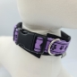 Preview: Halsband schwarz-lila mit Pfötchen, verstellbar & gepolstert